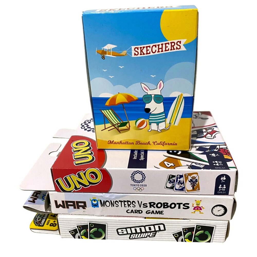 Family Card Game Lot of 4 Skechers Uno Tokyo War Monsters vs Robots Simon Swipe